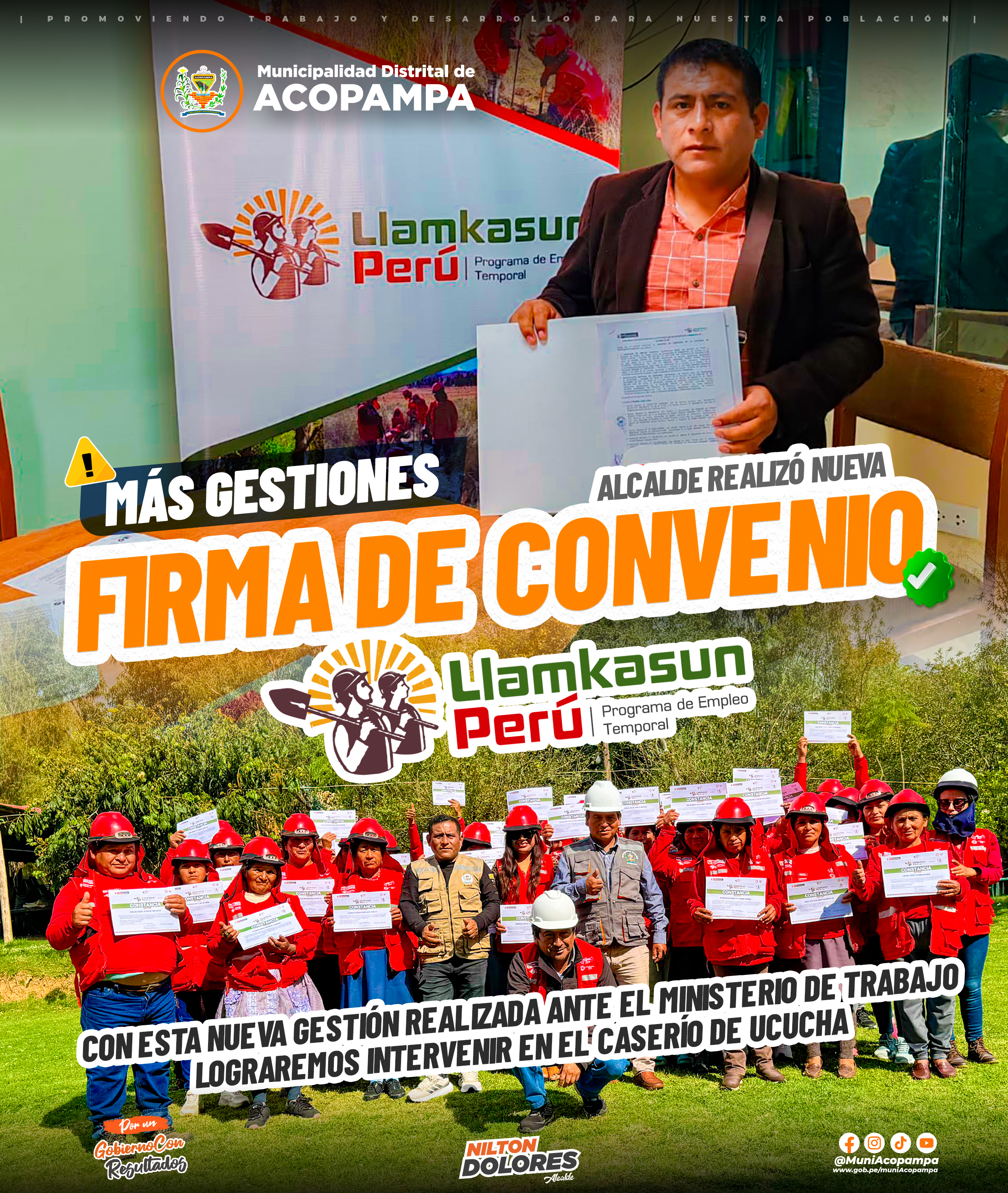 Decreto Supremo N° 012-2011-TR, se crea el Programa de Empleo Temporal “Llamkasun Perú”