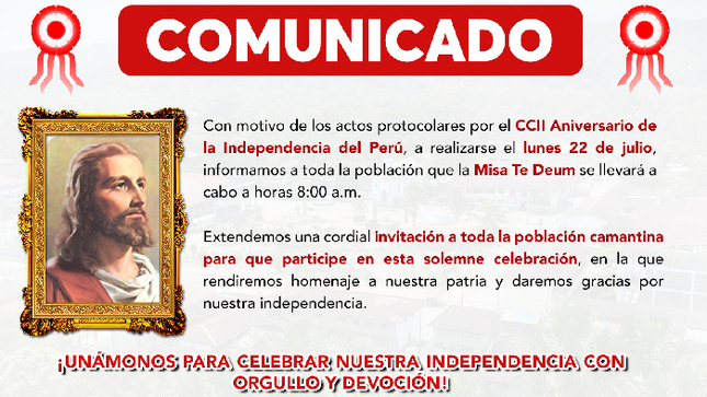 Misa Te Deum por el 203° Aniversario de la Independencia del Perú