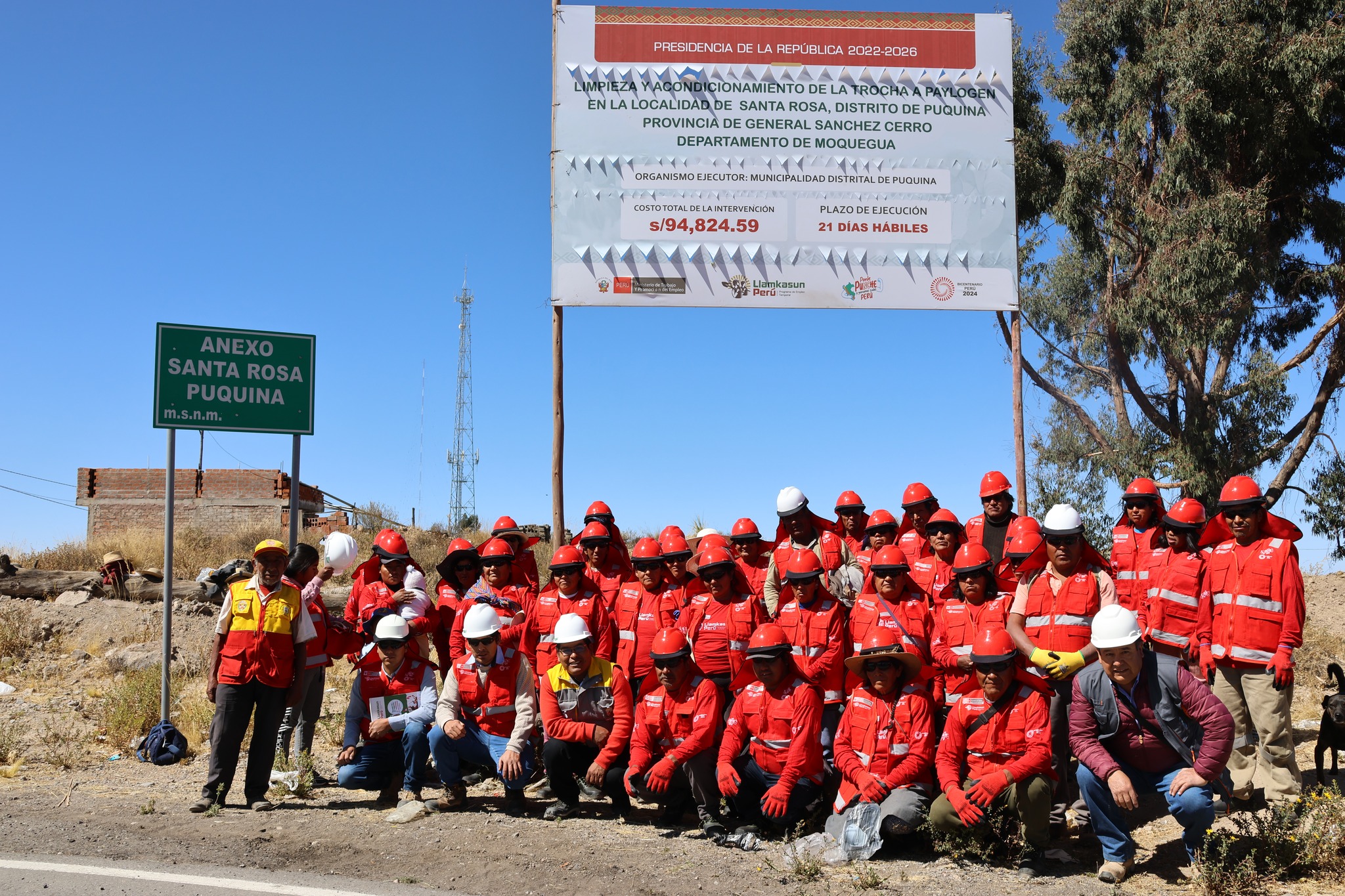 Inicio de la actividad de mantenimiento de Llamkasun Perú en Santa Rosa.