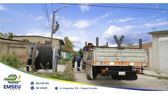 EMSEU S.A.C. optimiza el servicio eléctrico y mejorar los niveles de tensión en el sector de San Luis Bajo, Bagua Grande.