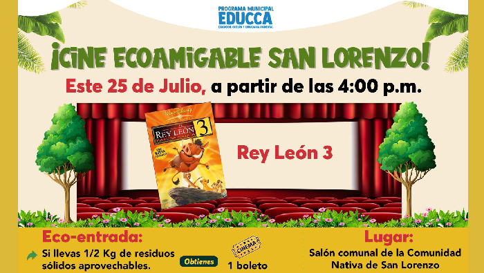Gran cine ecoamigable en la comunidad nativa de san lorenzo