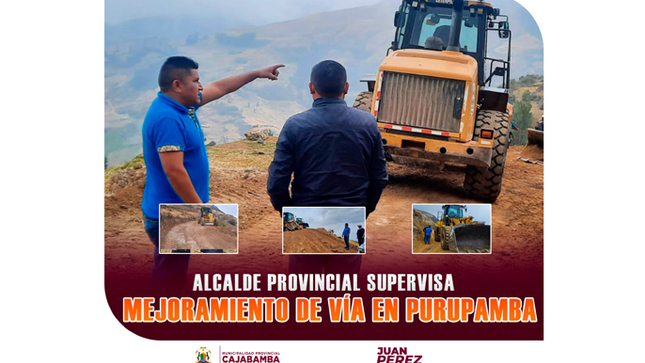 Alcalde provincial supervisa mejoramiento de vía en Purupamba