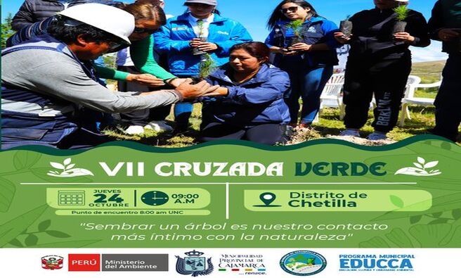 π³ La Municipalidad Provincial de Cajamarca, a travΓ©s de la Gerencia de Desarrollo Ambiental, organiza la VII Cruzada Verde en el distrito de Chetilla, como parte de las actividades de la Semana de la EducaciΓ³n Ambiental.
π± Este evento, que se llevarΓ‘ a cabo el 24 de octubre, contarΓ‘ con la participaciΓ³n de los Promotores Ambientales Juveniles y los Promotores Ambientales Comunitarios, quienes se unirΓ‘n para fomentar la conciencia ambiental a travΓ©s de la siembra de Γ‘rboles, una acciΓ³n clave para la reforestaciΓ³n y el cuidado del medio ambiente en la provincia.
π La municipalidad invita a toda la comunidad a sumarse a esta cruzada verde, que busca no solo embellecer el entorno, sino tambiΓ©n contribuir a la sostenibilidad de los recursos naturales a travΓ©s de acciones concretas que involucren a jΓ³venes y ciudadanos comprometidos con el futuro del planeta.
βΒ‘Con Joaquin Ramirez, Cajamarca Renace! #GDACajamarca
