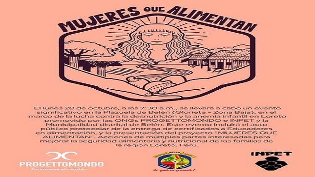 La Municipalidad Distrital de Belén, junto con las ONGs PROGETTOMONDO e INPET, llevará a cabo un evento