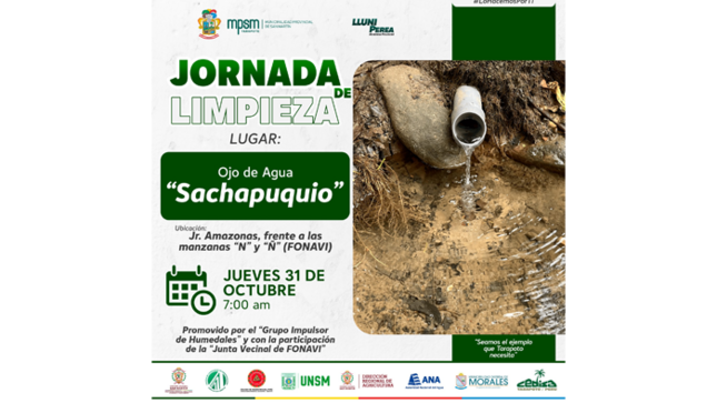 Jornada de limpieza del ojo de agua "Sachapuquio" - FONAVI - Tarapoto.