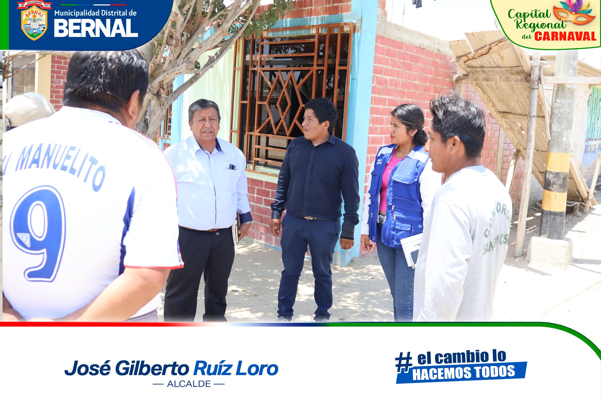 Alcalde de Bernal y representantes del Gobierno Regional de Piura realizan visita a de campo para evaluar terrenos municipales y coordinar proyectos.