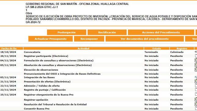 Proceso de selección de obra en Pachiza