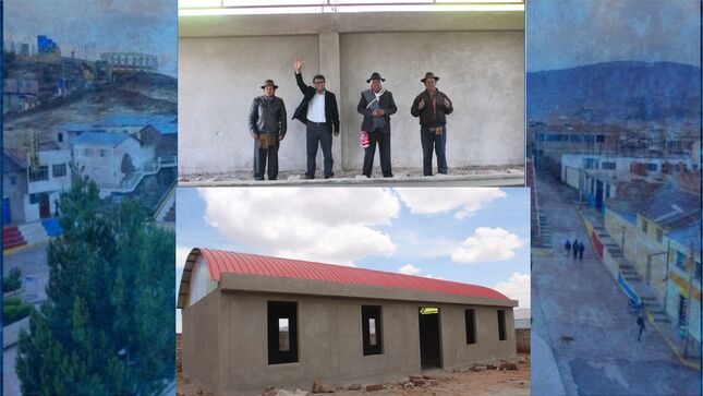 Visita del Alcalde de la Municipalidad Distrital Zepita a la obra de mejoramiento de los servicios operativos en el local de usos múltiples en la comunidad Canahuayto