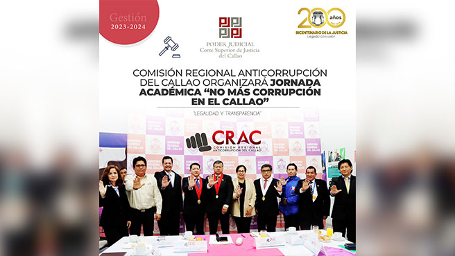 Comisión Regional Anticorrupción del Callao organizará jornada académica "No más corrupción en el Callao” en diciembre