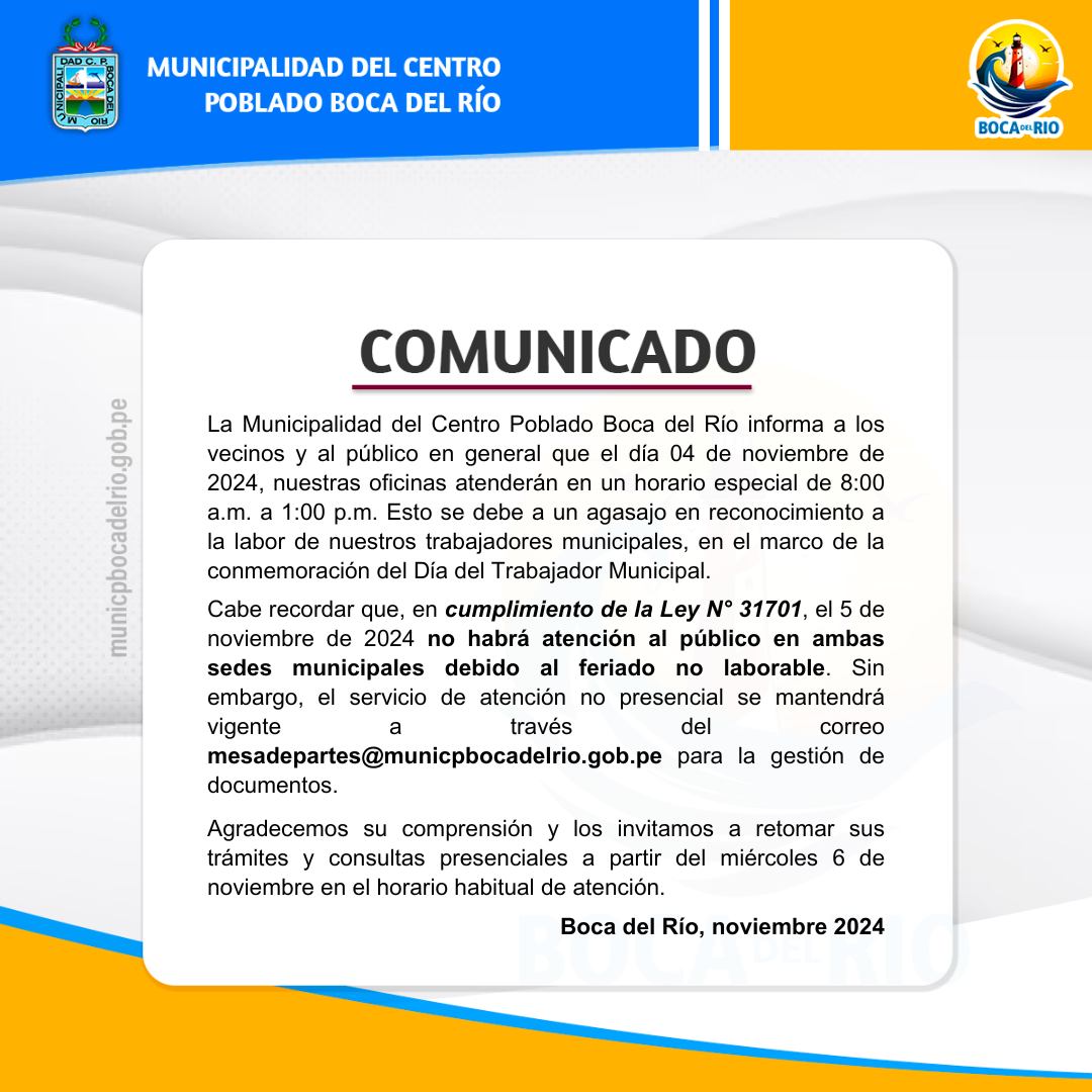 imagen de comunicado de atencion especial al público