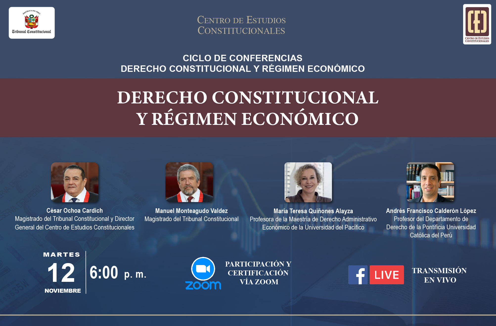 Conferencia sobre "Derecho Constitucional y régimen económico" organiza el CEC del TC el 12 de noviembre
