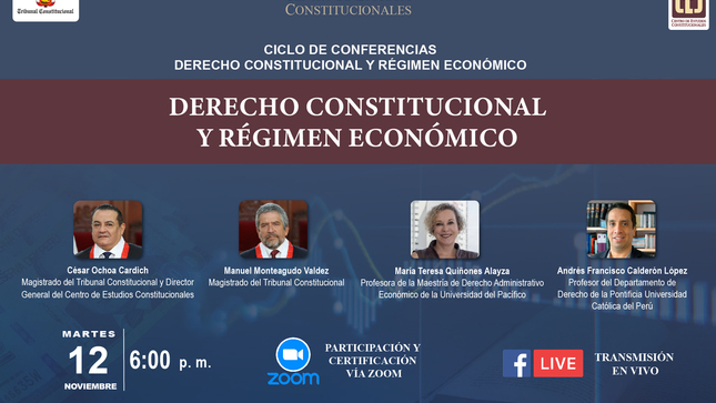 Conferencia sobre "Derecho Constitucional y régimen económico" organiza el CEC del TC el 12 de noviembre