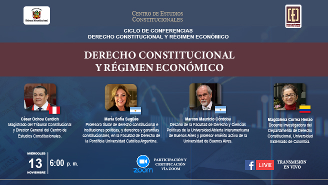 Conferencia sobre "Derecho Constitucional y régimen económico" continúa el 13 de noviembre organizada por el TC