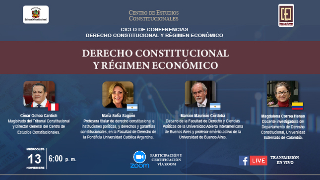 Conferencia sobre "Derecho Constitucional y régimen económico" continúa el 13 de noviembre organizada por el TC