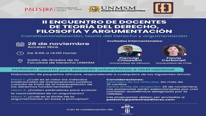 Centro de Estudios Constitucionales coorganiza el II Encuentro de Docentes de Teoría del Derecho, Filosofía y Argumentación