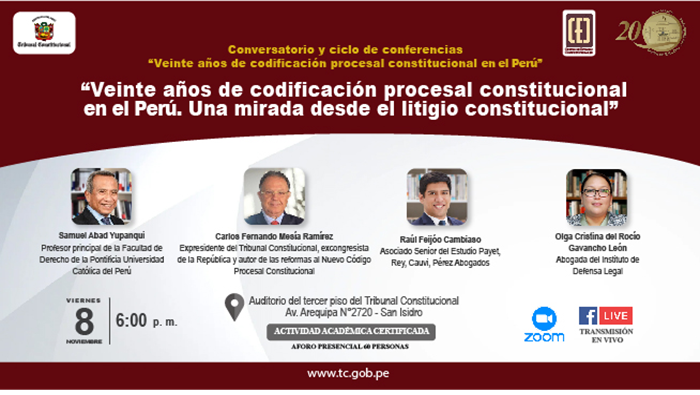 Continúa el conversatorio sobre los Veinte años de codificación procesal constitucional en el Perú