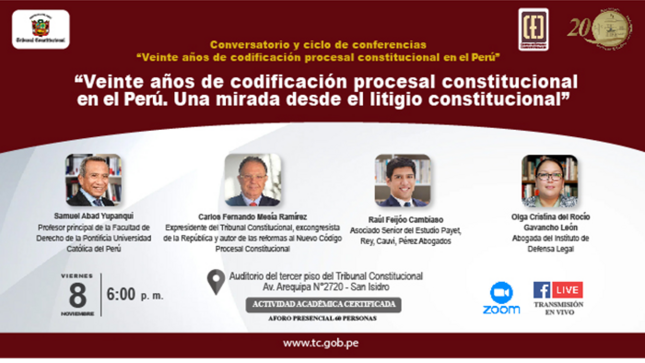 Continúa el conversatorio sobre los Veinte años de codificación procesal constitucional en el Perú