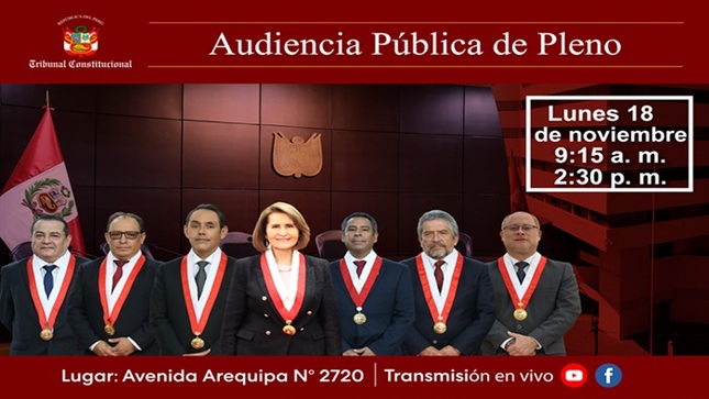 En nueva audiencia pública el pleno del TC sesionará el próximo lunes 18 de noviembre y verá 20 causas