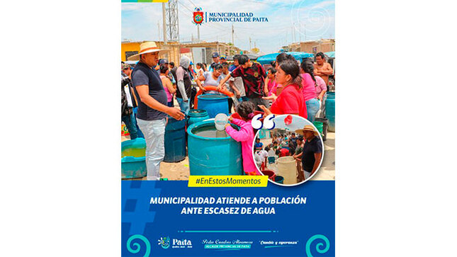 Municipalidad atiende a población ante escasez de agua