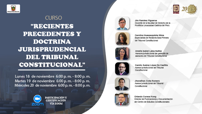 Curso sobre "Recientes precedentes y doctrina jurisprudencial del Tribunal Constitucional" realizará el TC la próxima semana