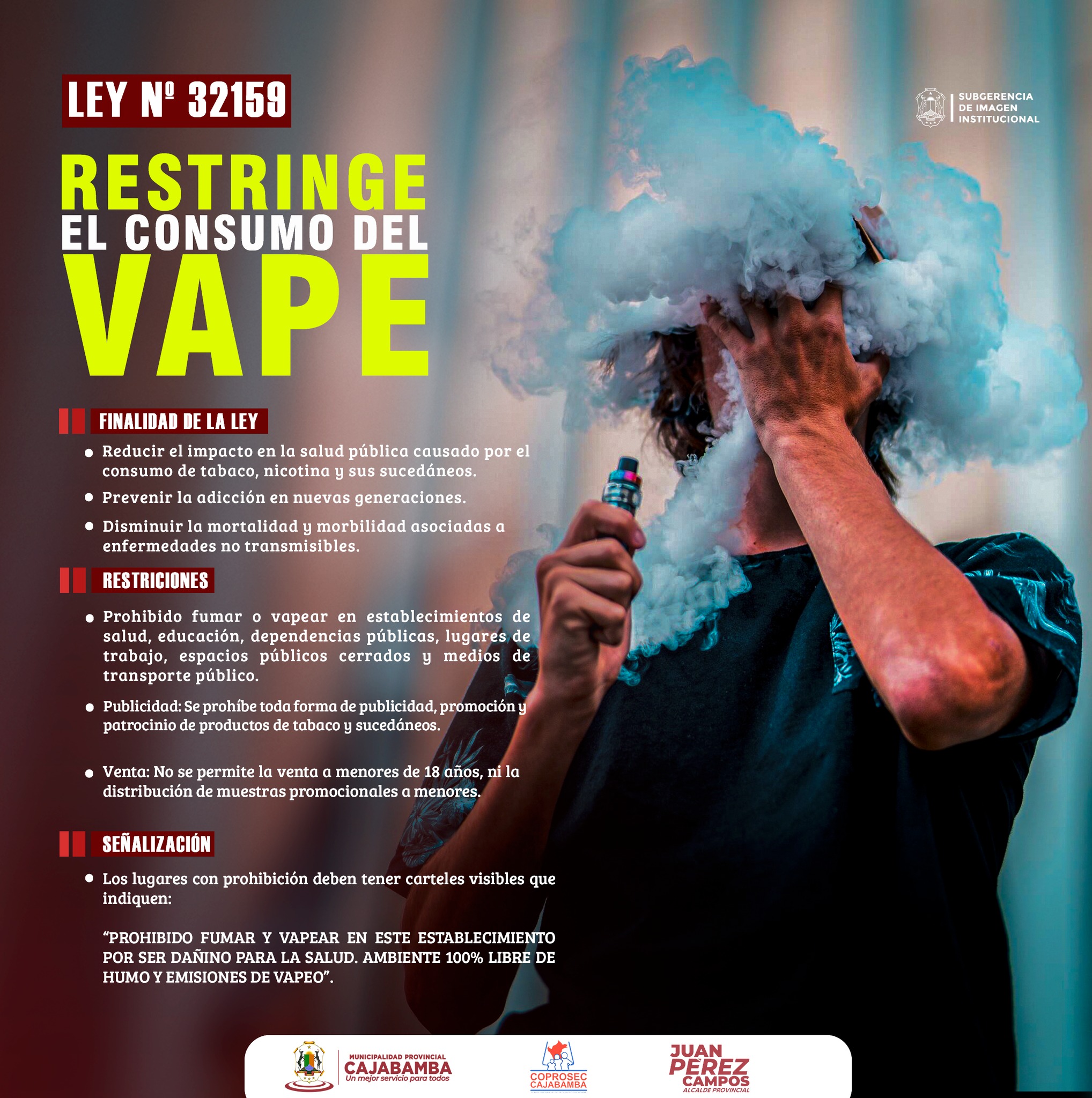 ¡Atención, Cajabamba! Ley N° 32159 restringe el consumo de VAPE