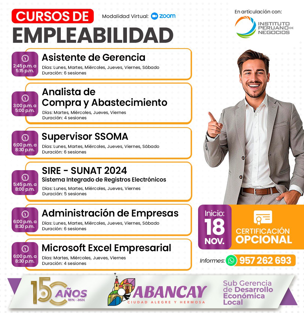 ✍️La Municipalidad Provincial de Abancay, en coordinación con el Instituto Peruano de Negocios te invita a participar de nuestra convocatoria de becas.