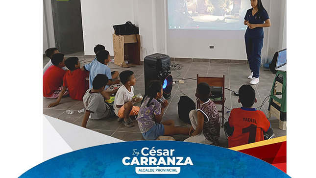 🔰La Municipalidad Provinvial de Chincha a través de la Demuna Provincial, realizó un "Diverticine Psicológico" en el polideportivo de Tupac Amaru Zona "B", donde participaron niños y niñas de dicho sector.
Esta actividad tiene como finalidad reducir y erradicar las conductas violentas por parte de los niños y adolescentes, para que de esta forma puedan aprender a controlar sus emociones y resolver los problemas de manera asertiva.