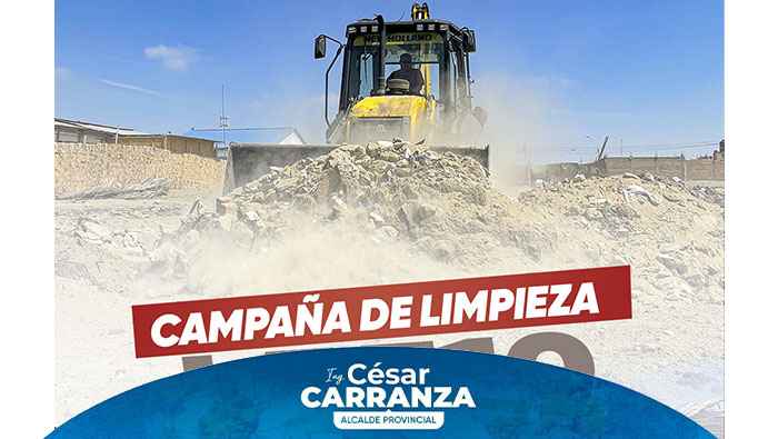 #LimpiezayOrden| Nuestra entidad municipal sigue con el firme compromiso de tener ambientes limpios es por ellos, se realizó trabajos de recojo de residuos sólidos en el sector del Señor de los milagros, en este sector fueron intervenidos por maquinarias pesadas y personal obrero municipal, quienes lograron cumplir con erradicar los montículos de basura y desmontes de todo el sector, beneficiando con esta importante labor a una institución educativa N° 710 – Inicial, que alberga a niños en edad escolar y a los vecinos de todo el lugar.