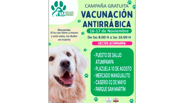 Gran campaña gratuita de vacunación antirrábica. 