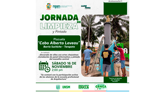 Jornada de limpieza y pintado en la plazuela "Cabo Alberto Leveau" - Barrio Suchiche.