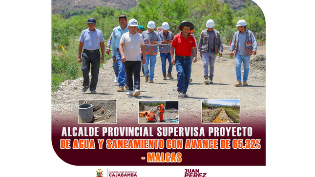 Alcalde realiza supervisión inopinada del avance del proyecto de Agua Potable y Alcantarillado en Malcas