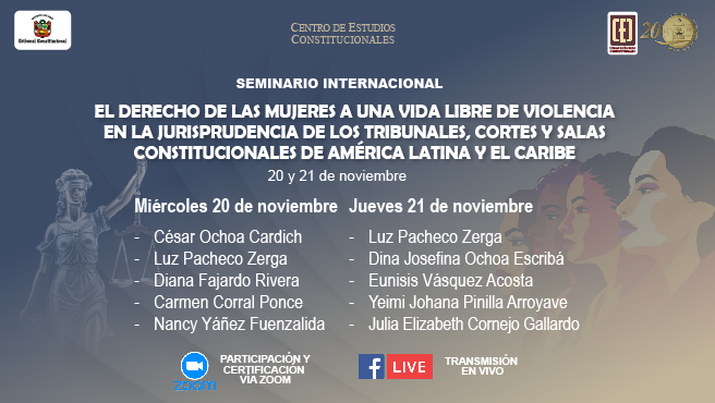 El derecho de las mujeres a una vida libre de violencia en la jurisprudencia de los Tribunales, Cortes y Salas Constitucionales de América Latina y el Caribe abordará el CEC del TC