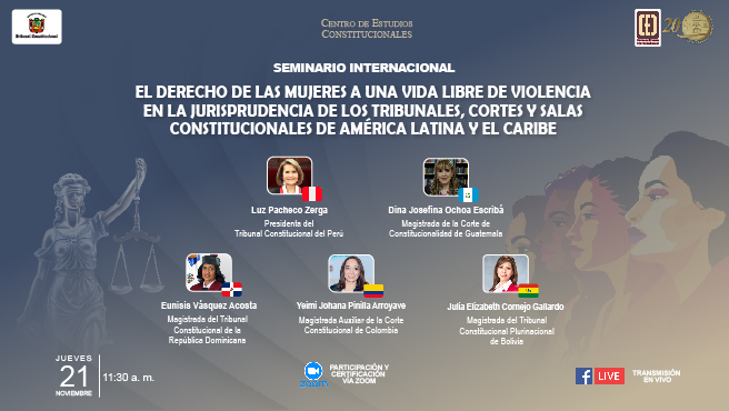 Seminario internacional sobre el derecho de las mujeres a una vida libre de violencia en la jurisprudencia de los Tribunales, Cortes y Salas Constitucionales de América Latina y el Caribe continúa el 21 de noviembre