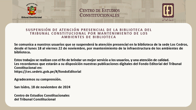 Comunicado sobre la Biblioteca del CEC.
