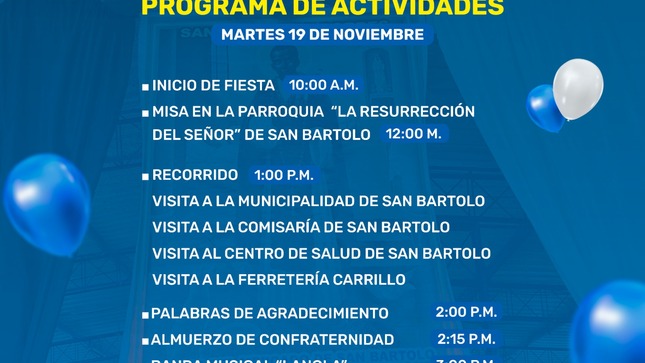 Programa de actividades por el aniversario del Mercado Municipal de San Bartolo