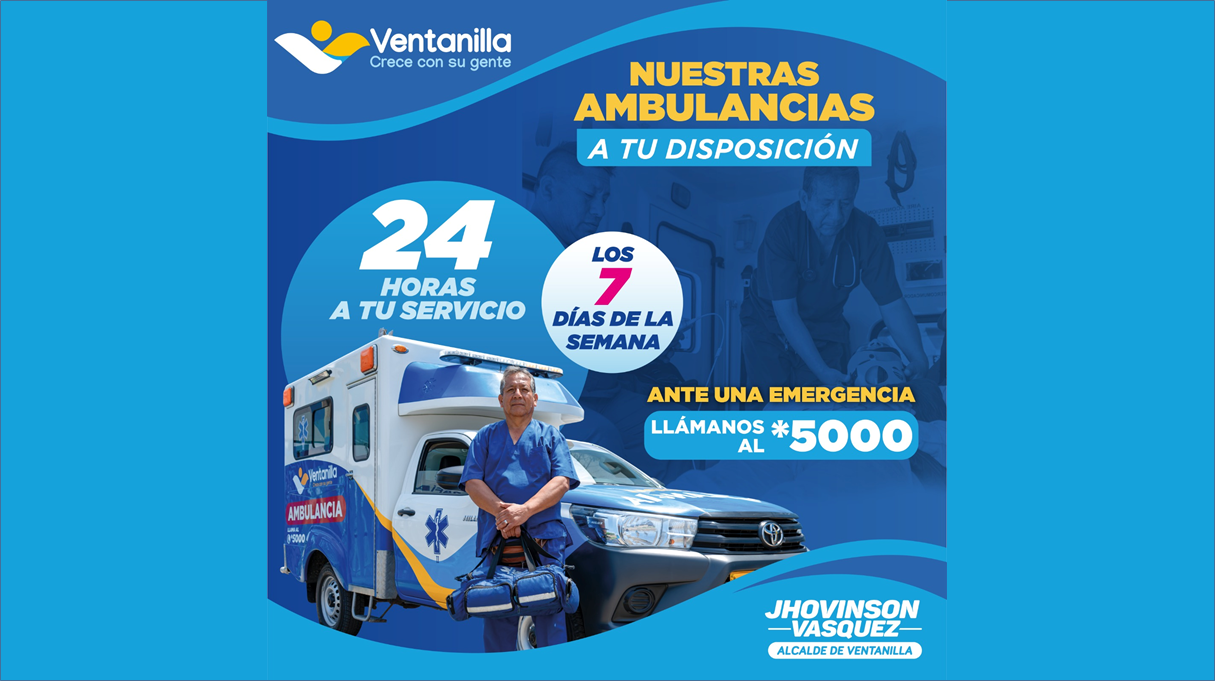 Nuestras ambulancias municipales 🚨🚑 están disponibles las 24 horas para emergencias, llama 📲 al *5000 para recibir ayuda 🏥