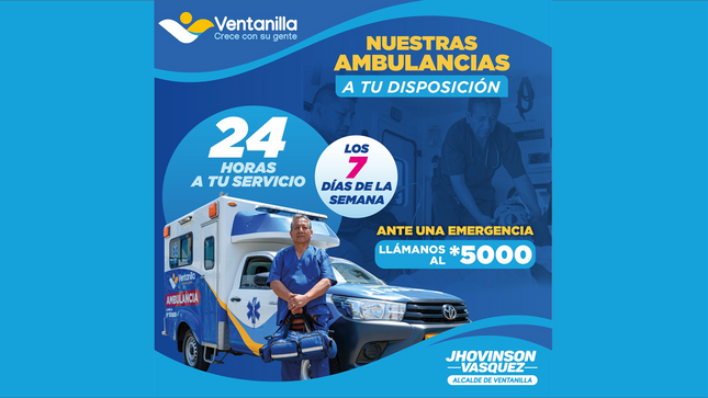 Nuestras ambulancias municipales 🚨🚑 están disponibles las 24 horas para emergencias, llama 📲 al *5000 para recibir ayuda 🏥