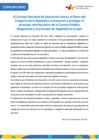 Vista preliminar de documento El Consejo Nacional de Educación invoca al Pleno del Congreso de la República a preservar y proteger el principio meritocrático de la Carrera Pública Magisterial y el principio de legalidad en el país
