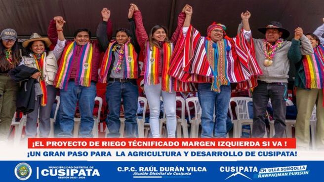 Avanza el proyecto en Cusipata, !Riego tecnificado Margen Izquierda, serΓ‘ una realidad!