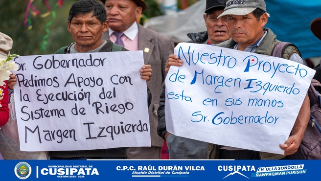 Avanza el proyecto en Cusipata, !Riego tecnificado Margen Izquierda, serΓ‘ una realidad!