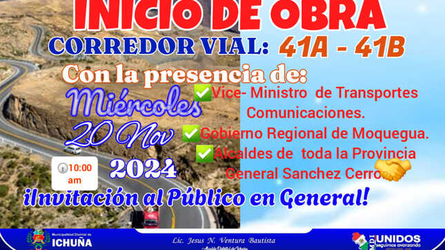 Inicio de Obra: Corredor Vial 41A y 41B