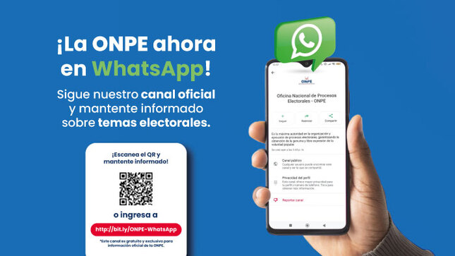 ONPE presenta su canal oficial de WhatsApp para mantener informada a la ciudadanía