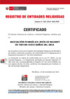Vista preliminar de documento 182  ASOC. EVANG.JESÚS DE NAZARET DE TARTAR CHICO BAÑOS DEL INCA -Certificado