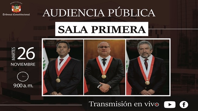 Sala Primera del Tribunal Constitucional sesionará en audiencia pública el martes 26 de noviembre y verá 70 causas