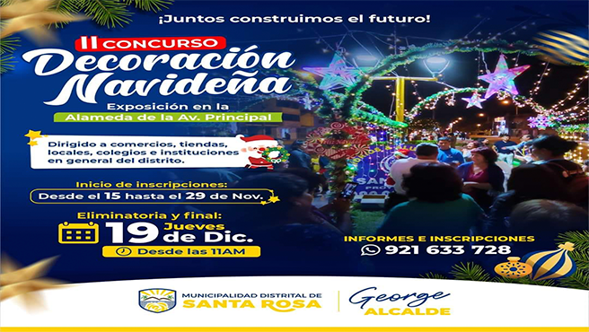 Comunicado, sobre el segundo concurso de decoración navideña en el distrito de Santa Rosa