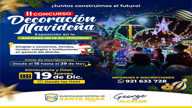 Comunicado, sobre el segundo concurso de decoración navideña en el distrito de Santa Rosa