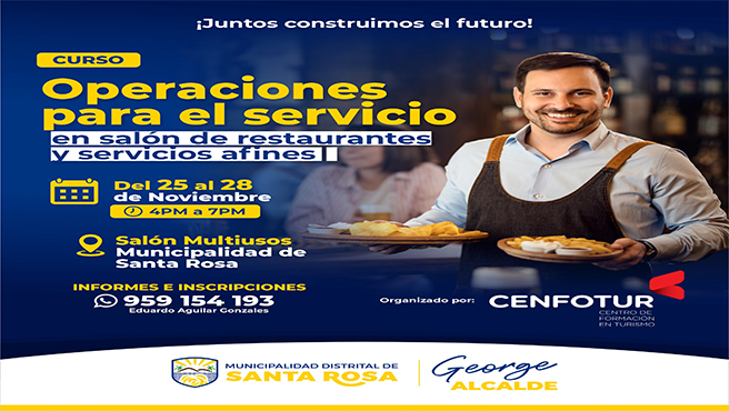 Comunicado sobre el curso de operaciones para el servicio en el salón de restaurantes y servicios afines