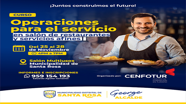 Comunicado sobre el curso de operaciones para el servicio en el salón de restaurantes y servicios afines