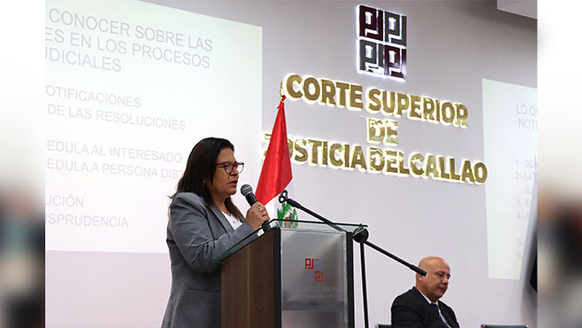 Jefa de la Unidad de Servicios Judiciales de la Corte Superior del Callao, Blanca de Las Casas Ayala, promovió el curso de capacitación para el personal de Sernot 