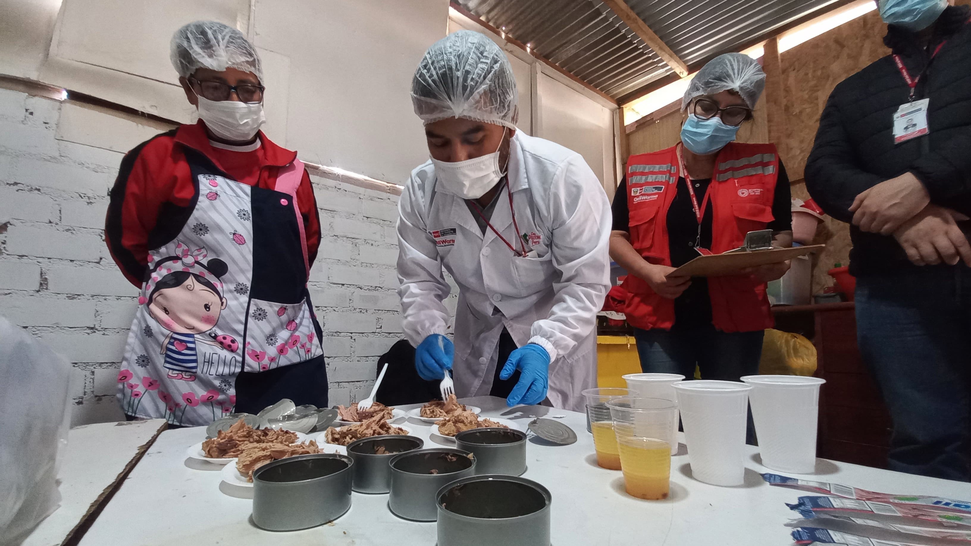 Personal técnico realiza evaluación de alimentos en II. EE de Villa María del Triunfo